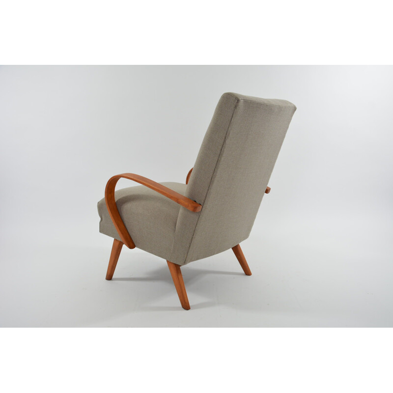 Vintage Czechoslovakian armchair in beige fabric