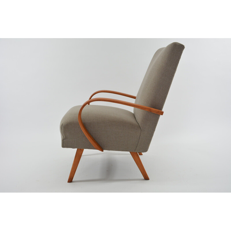 Vintage Czechoslovakian armchair in beige fabric