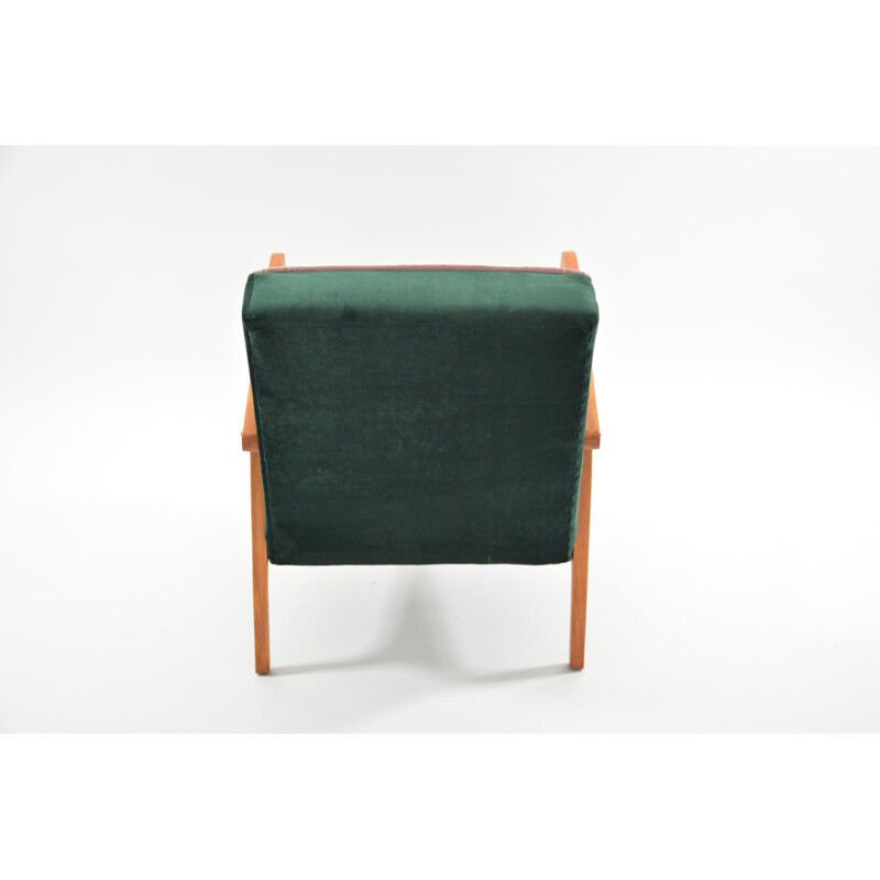 Vintage KADR armchair in green velvet and wood 1960