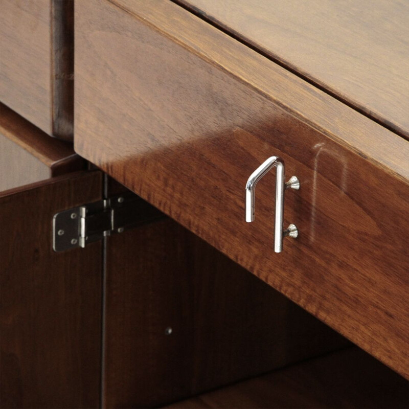 Set of 2 vintage sideboards in wood and metal 1970s