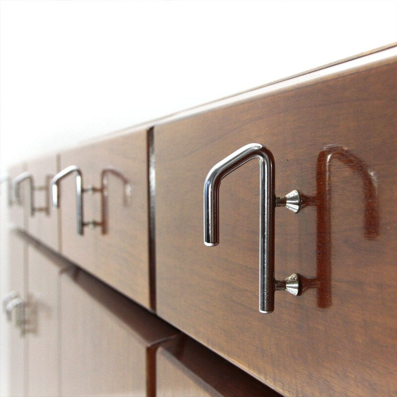 Set of 2 vintage sideboards in wood and metal 1970s