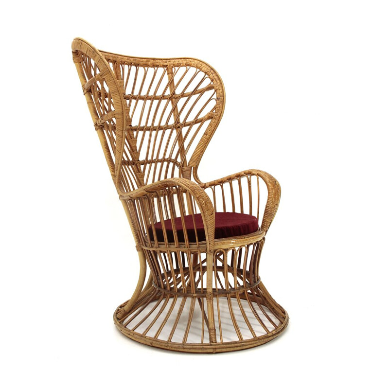 Vintage italian rattan armchair by Lio Carminati for Casa e Giardino 1950