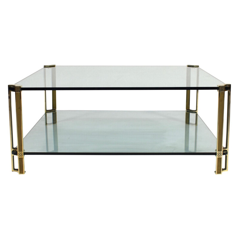 Vintage Peter Ghyczy solid brass and glass coffee table