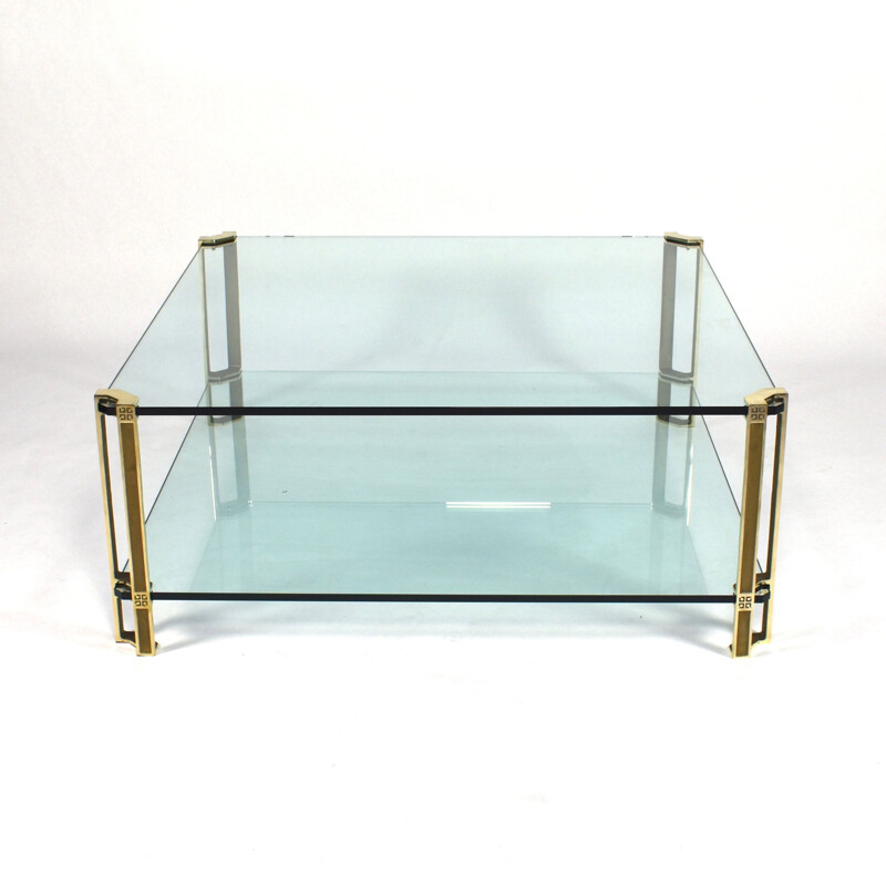 Vintage Peter Ghyczy solid brass and glass coffee table