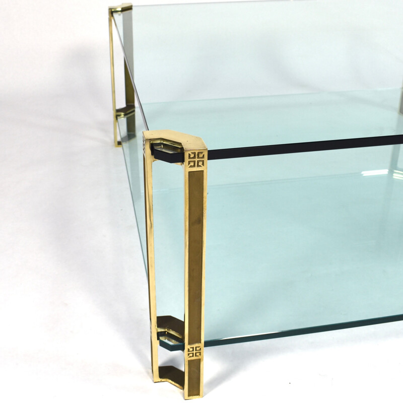 Vintage Peter Ghyczy solid brass and glass coffee table