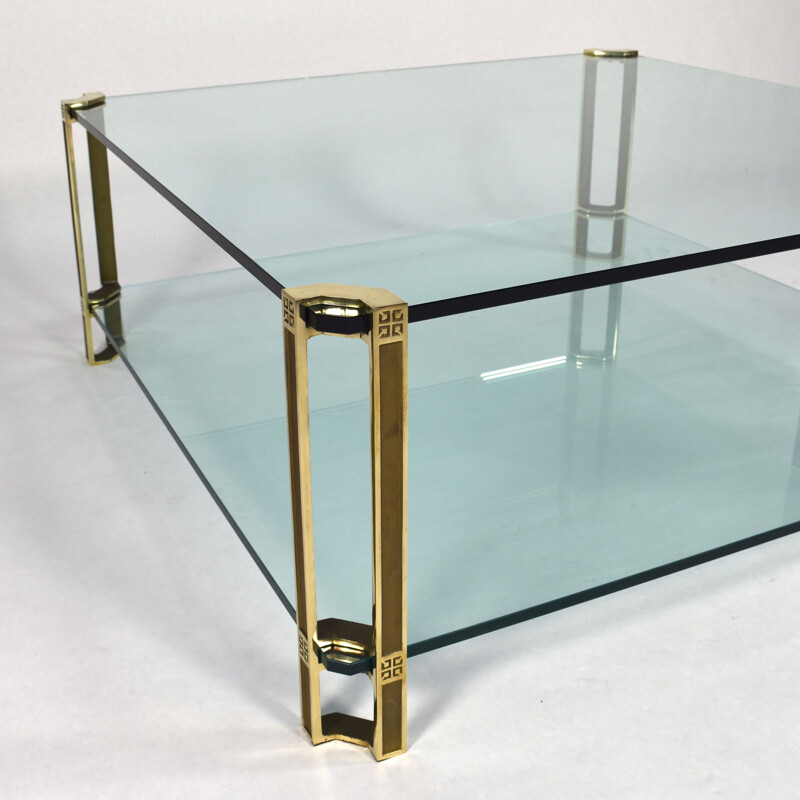 Vintage Peter Ghyczy solid brass and glass coffee table