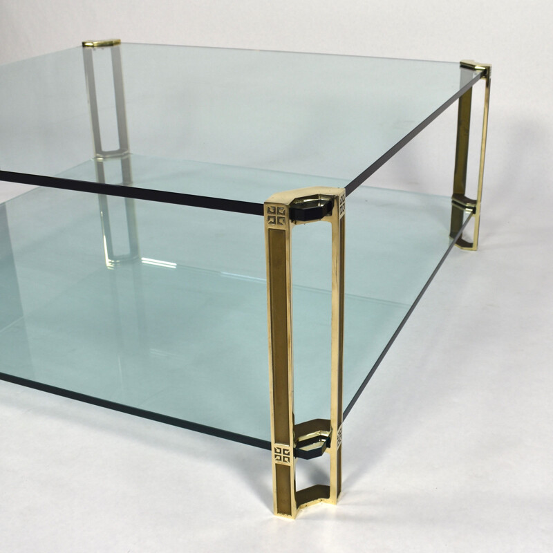 Vintage Peter Ghyczy solid brass and glass coffee table