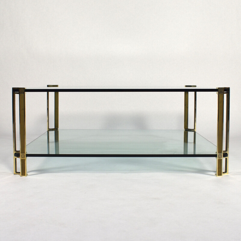 Vintage Peter Ghyczy solid brass and glass coffee table