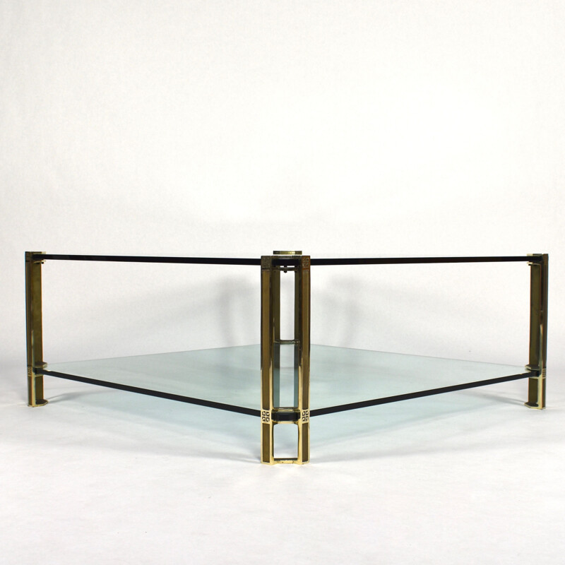 Vintage Peter Ghyczy solid brass and glass coffee table