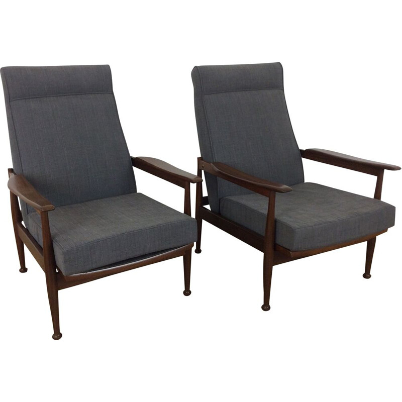 Set of 2 vintage grey armchairs by Guy Rogers