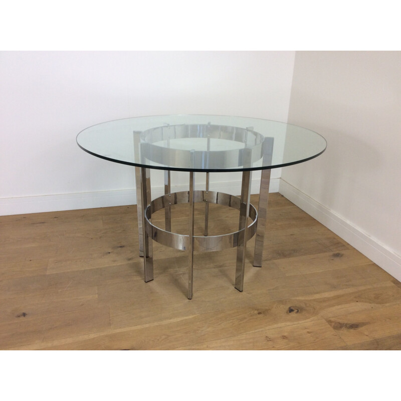 Vintage table for Merrow Associates table in glass and chrome 1970