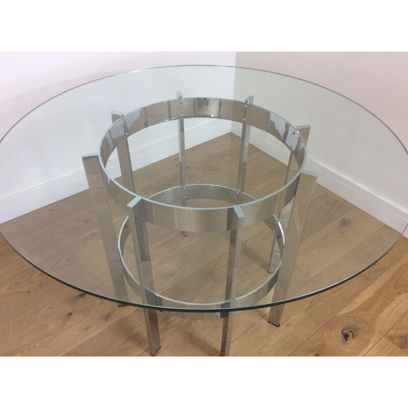 Table vintage pour Merrow Associates en verre et chrome 1970