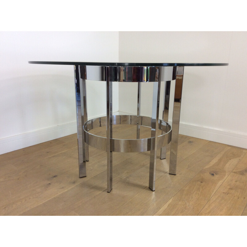 Vintage table for Merrow Associates table in glass and chrome 1970