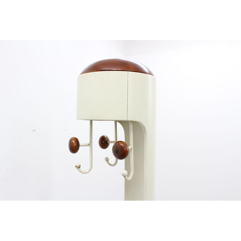 Vintage italian white Colombo umbrella rack in teak 1960