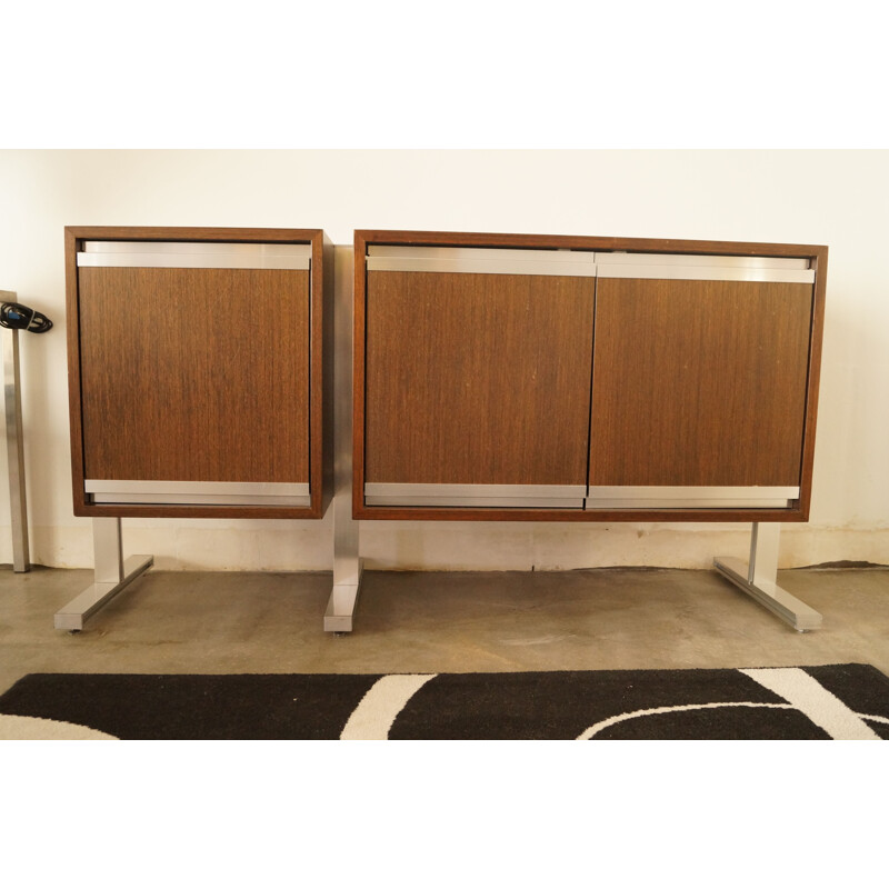 Vintage sideboard for Ligne Roset in teak and aluminum 1970