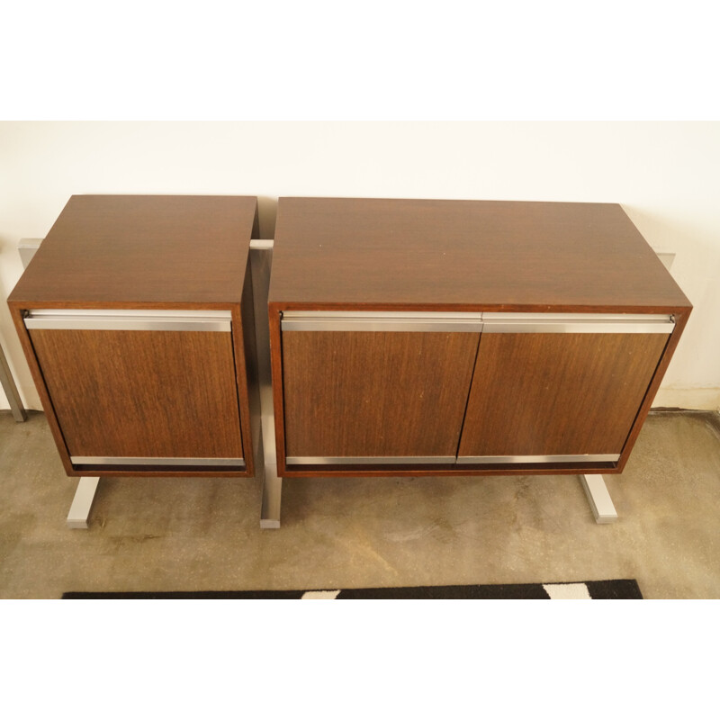 Vintage sideboard for Ligne Roset in teak and aluminum 1970