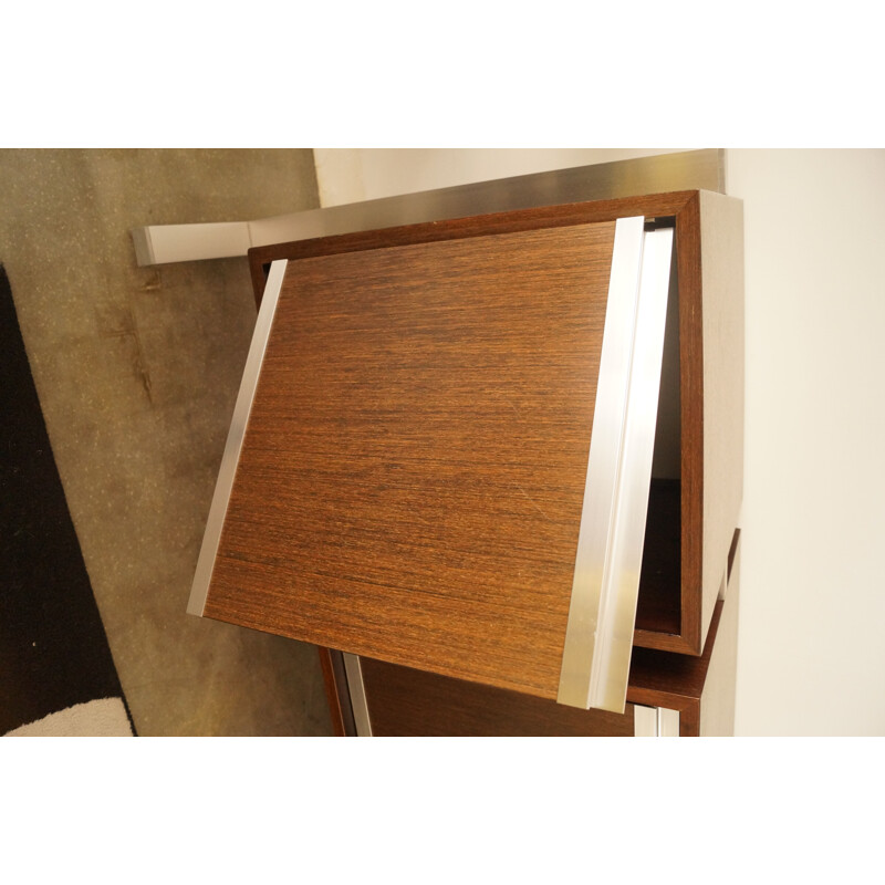 Vintage sideboard for Ligne Roset in teak and aluminum 1970