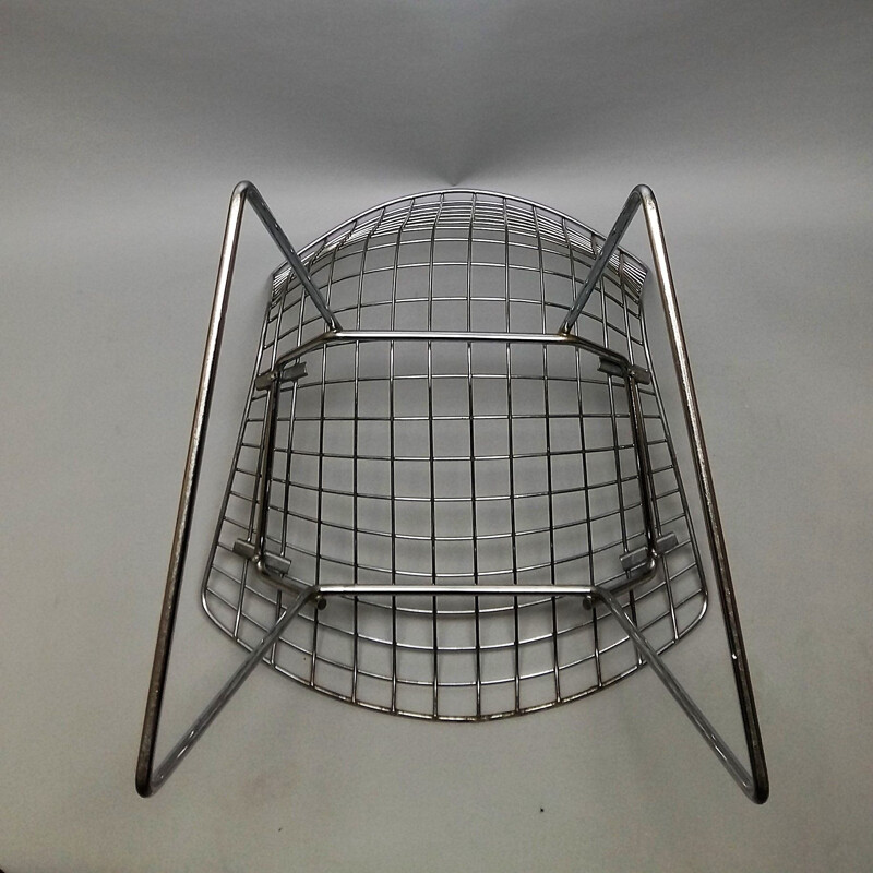 Suite de 2 de chaises vintage 420C en fils d'acier chromés par Harry Bertoia