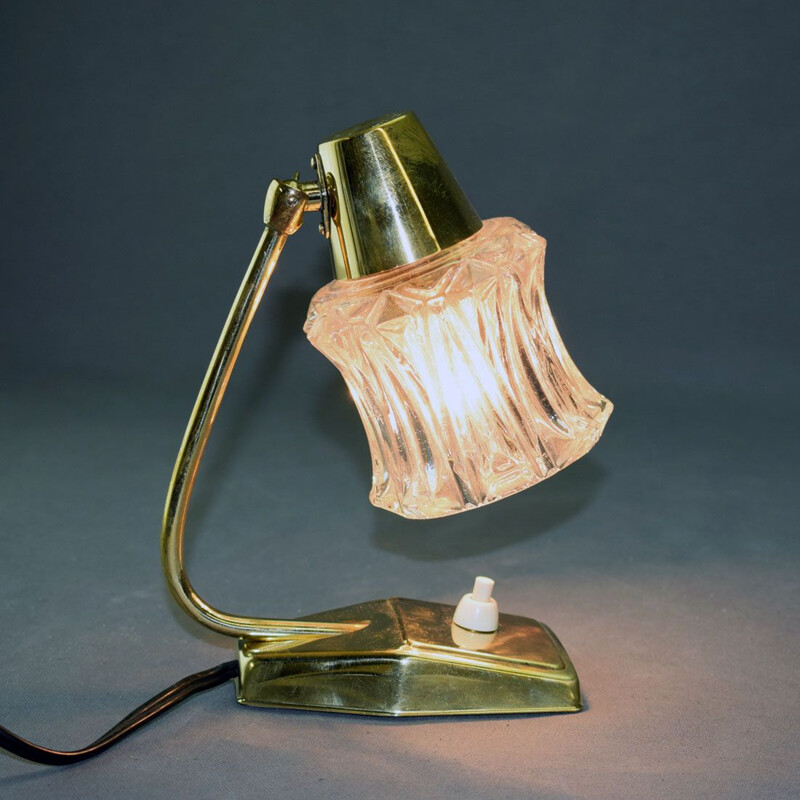 Vintage lamp in brass and glass
