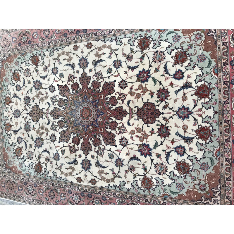 Vintage Persian Tabriz rug in wool and silk