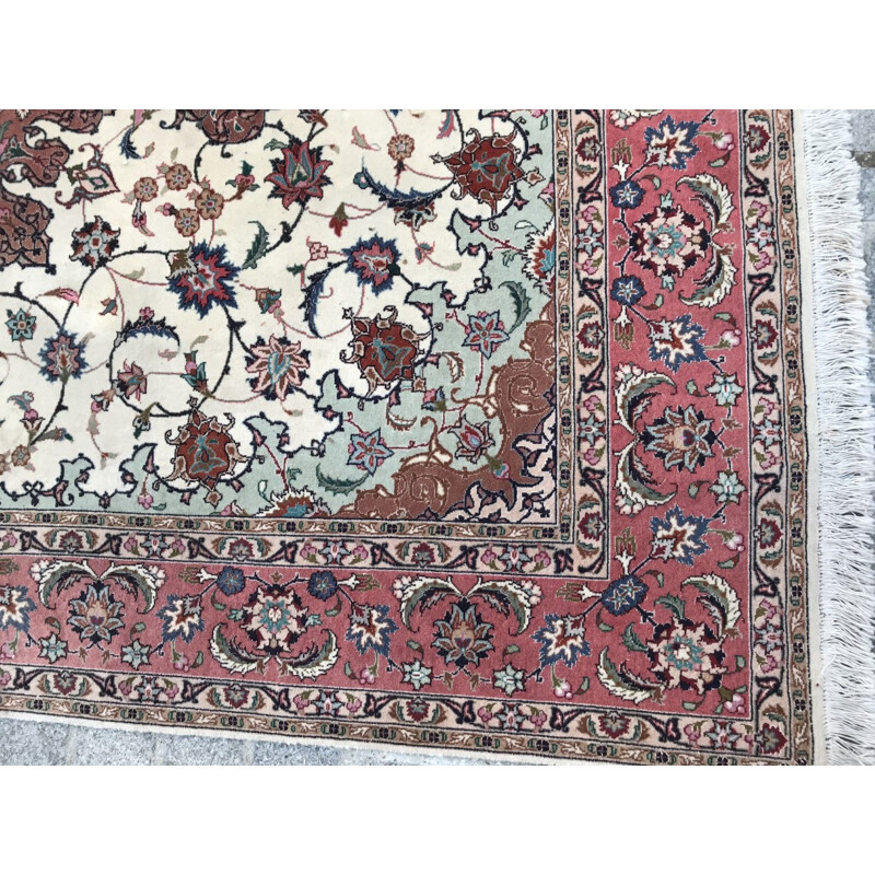 Tapis vintage Persan Tabriz en laine et soie