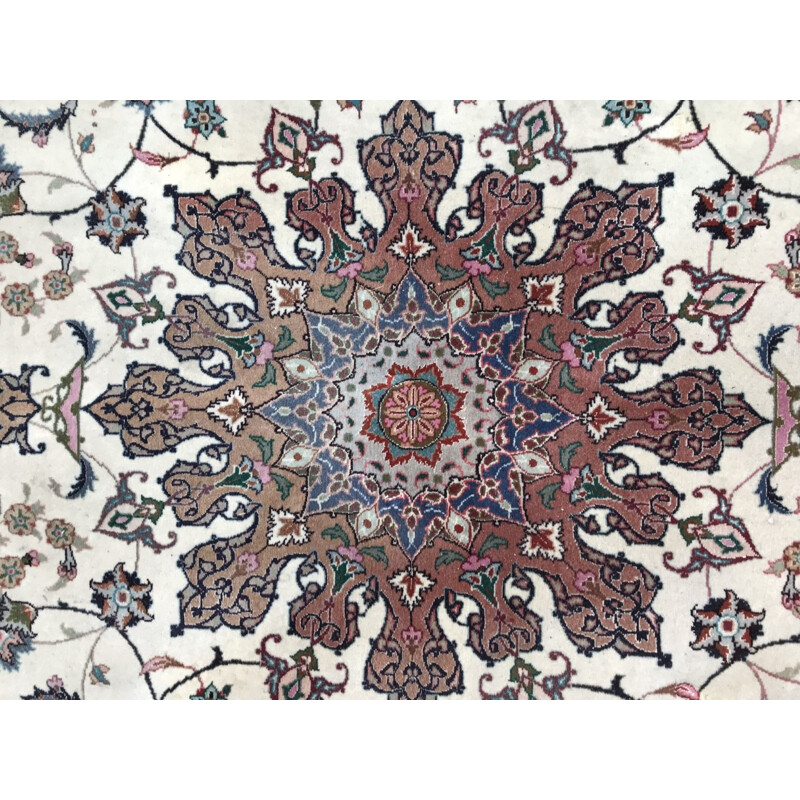 Vintage Persian Tabriz rug in wool and silk