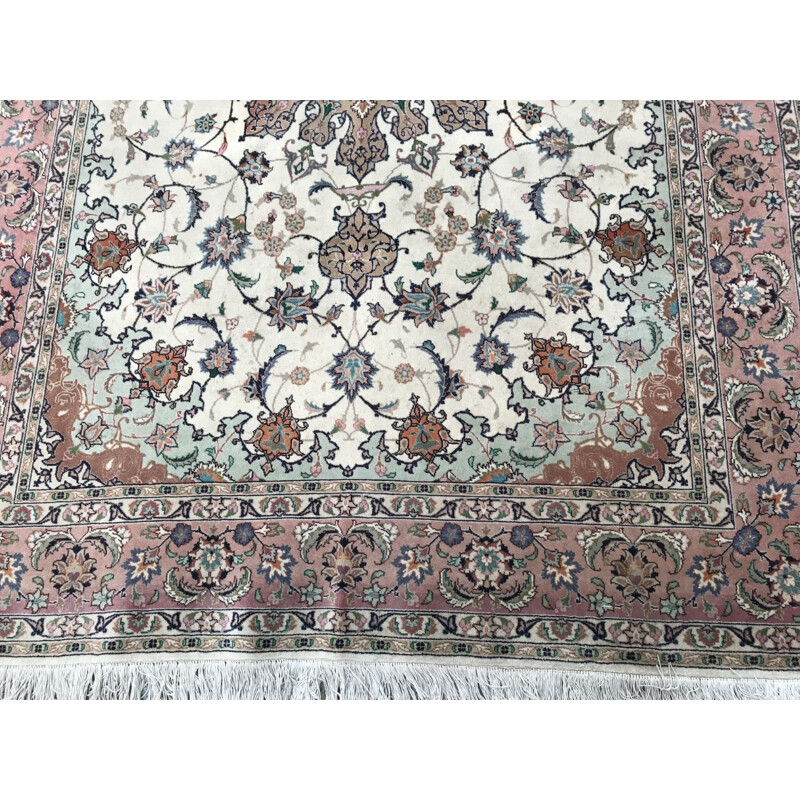 Vintage Persian Tabriz rug in wool and silk