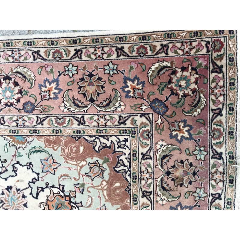 Vintage Persian Tabriz rug in wool and silk