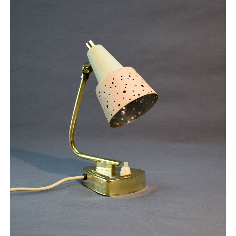 Vintage perforated brass lamp, 1960