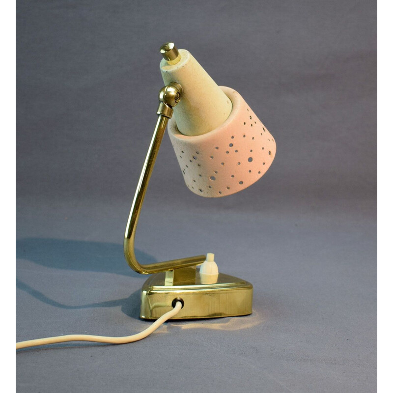 Vintage perforated brass lamp, 1960