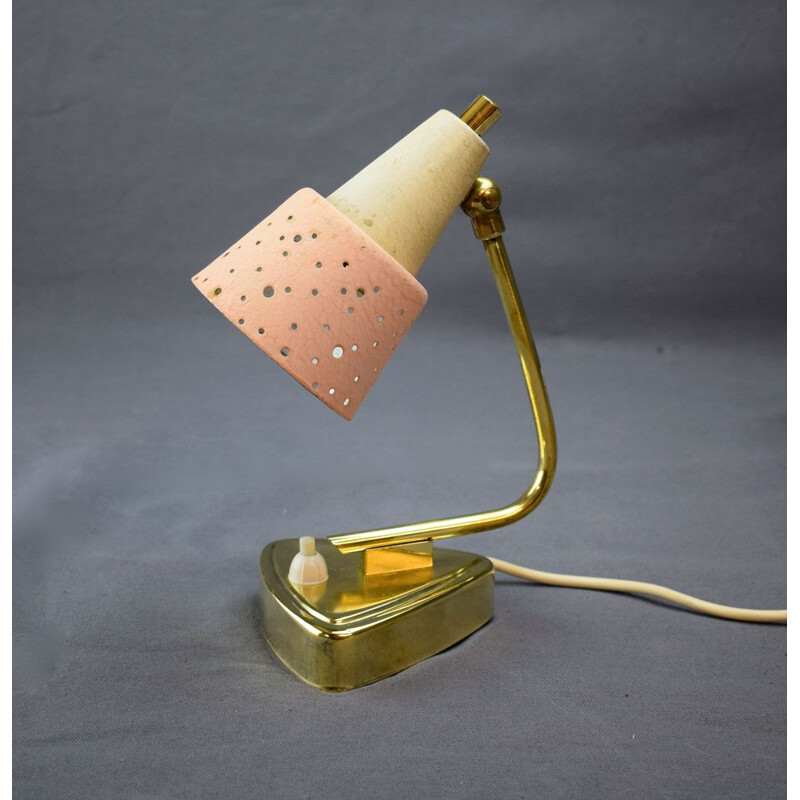 Vintage perforated brass lamp, 1960