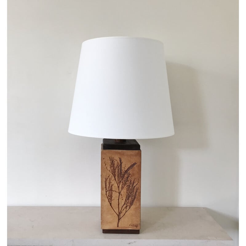 Lampe vintage en grès architecturée par Raymonde Leduc