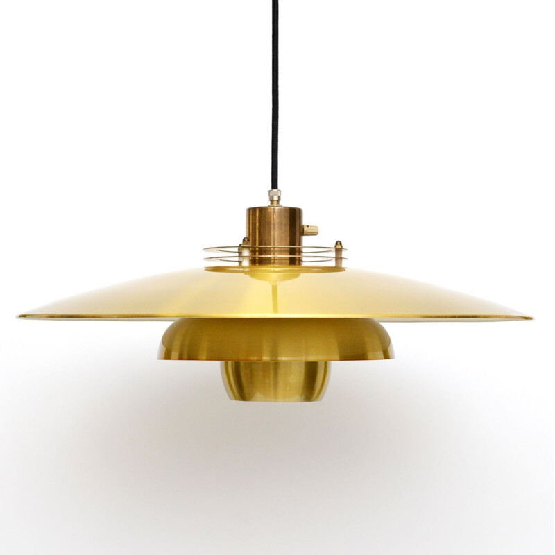 Vintage Danish pendant lamp in golden brass