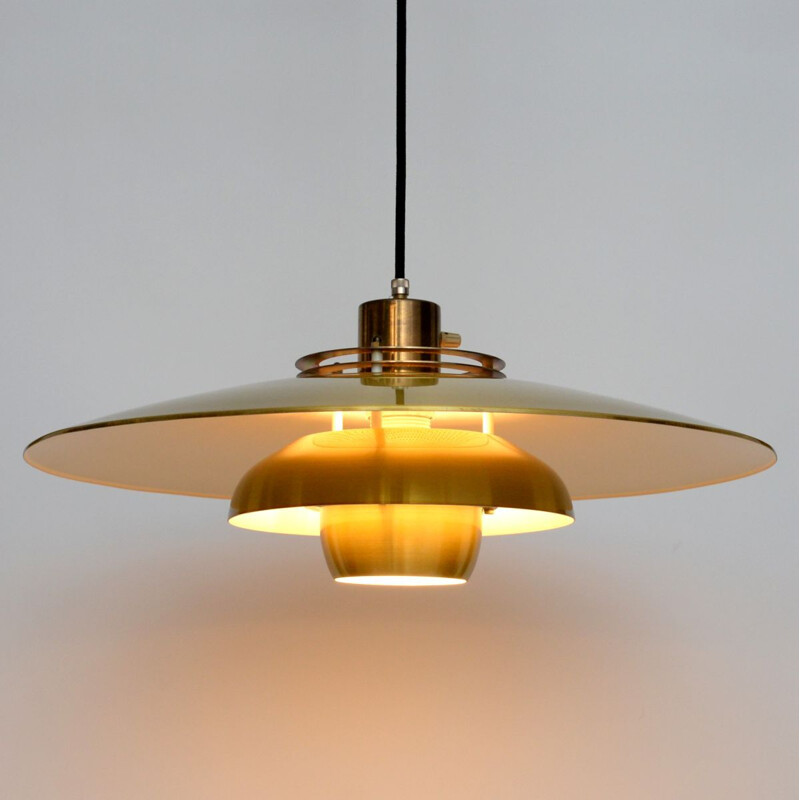 Vintage Danish pendant lamp in golden brass