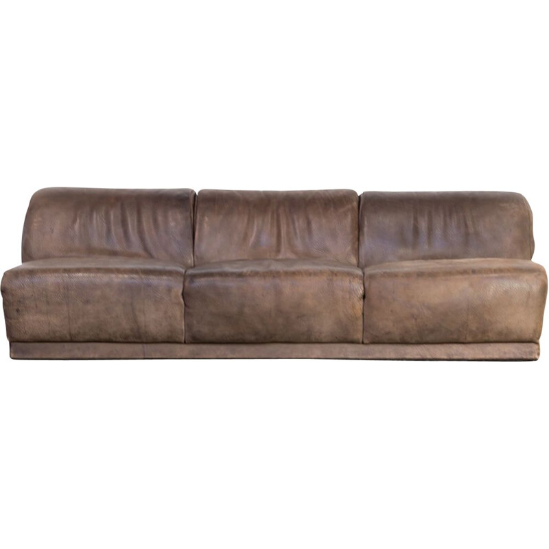 Vintage 3-seater sofa in brown leather