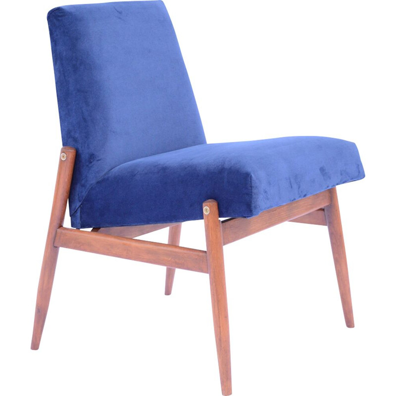 Vintage blue velvet Japanese armchair