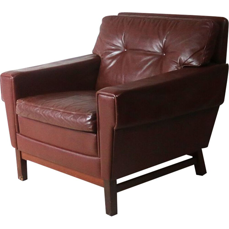 Vintage Danish armchair in brown leather