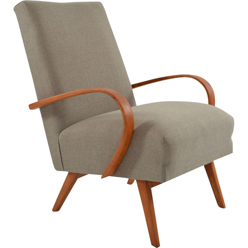 Vintage Czechoslovakian armchair in beige fabric