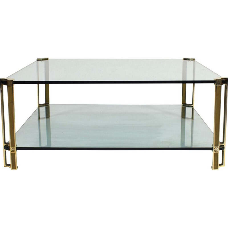 Vintage Peter Ghyczy solid brass and glass coffee table