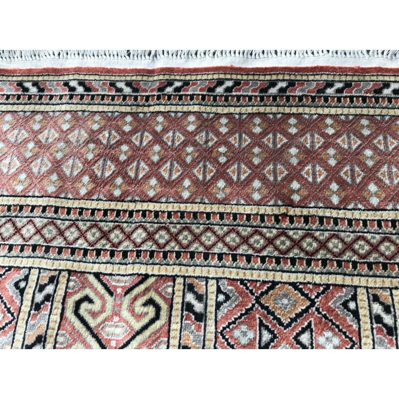 Small vintage Turkish carpet in fine silk