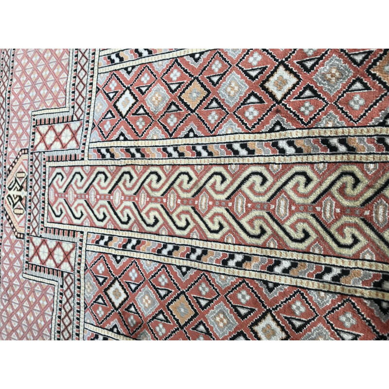 Small vintage Turkish carpet in fine silk