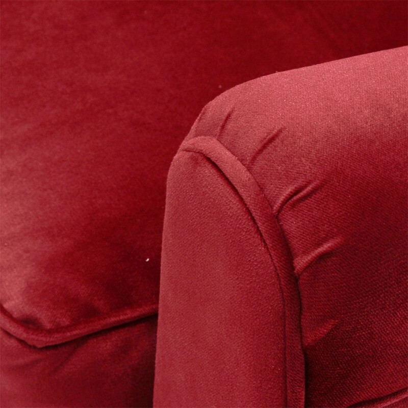 Vintage Italian 3-seater sofa in red velvet