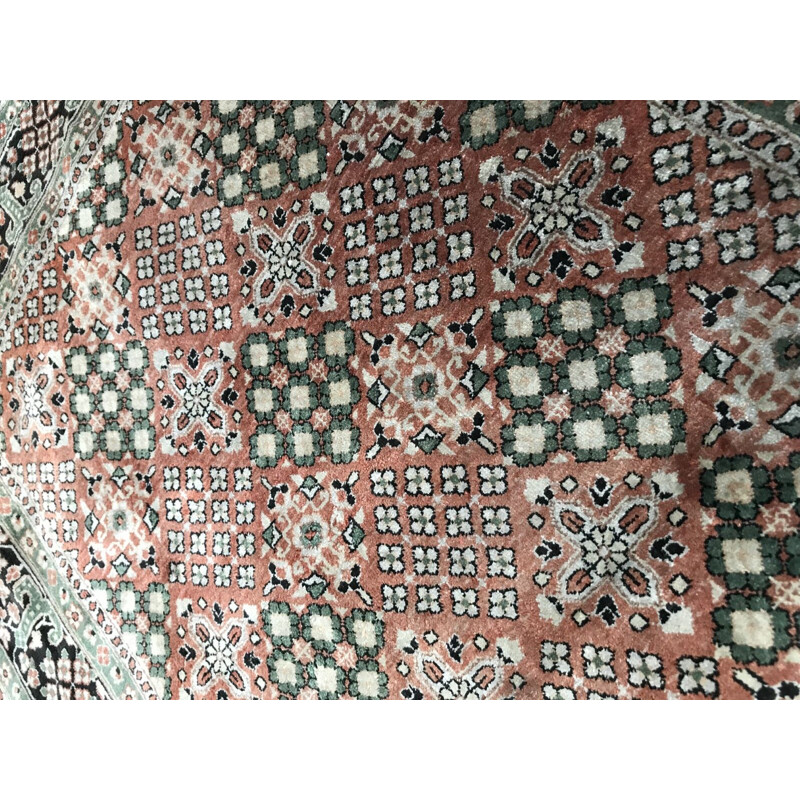 Small vintage Turkish rug in fine silk