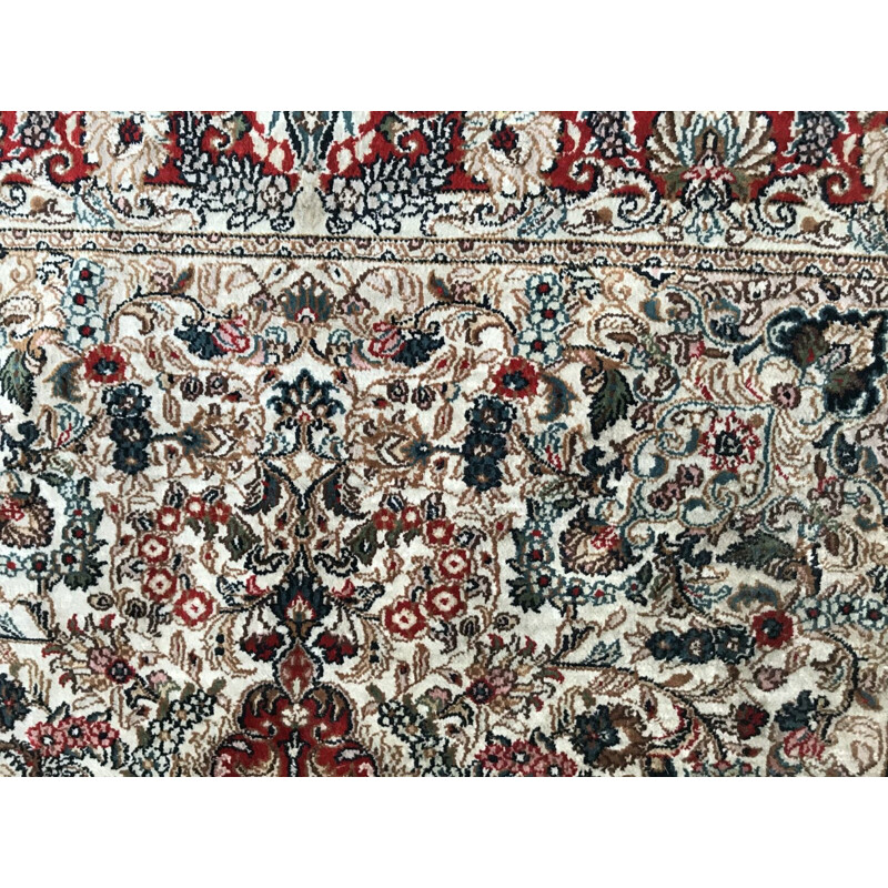 Small vintage Persian rug in fine silk