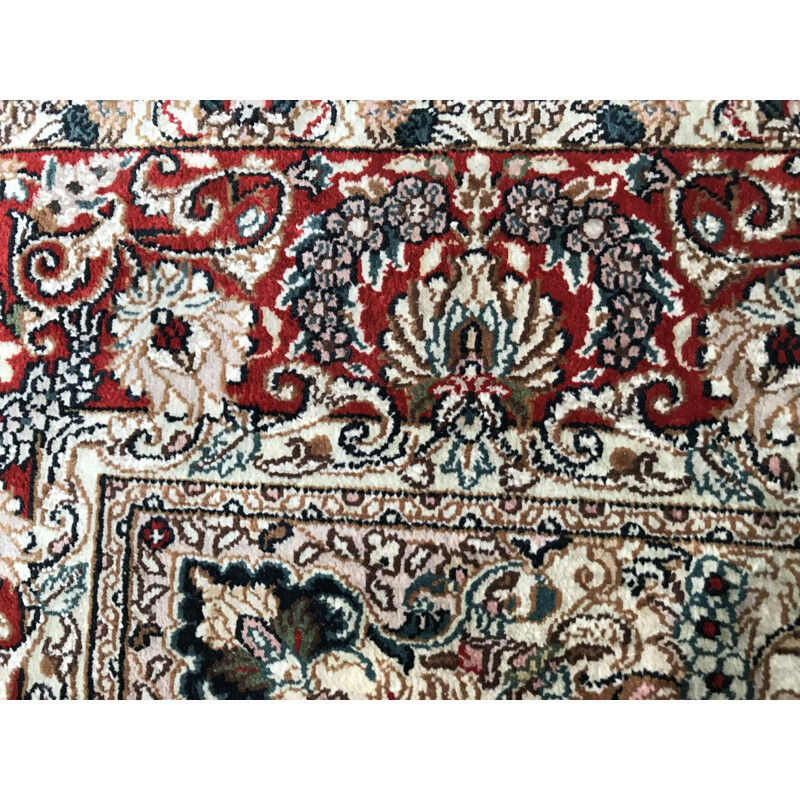 Small vintage Persian rug in fine silk