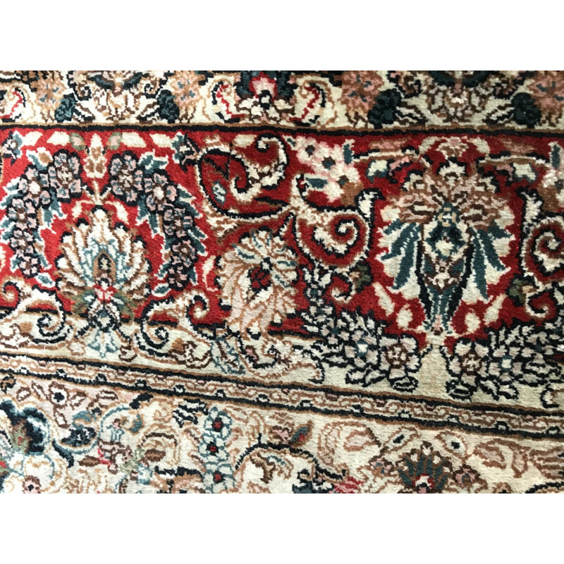 Small vintage Persian rug in fine silk