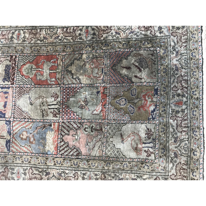 Vintage Turkish carpet in silk