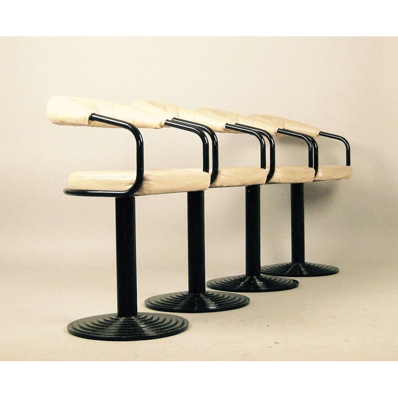 Suite de 4 fauteuils de bar vintage en métal