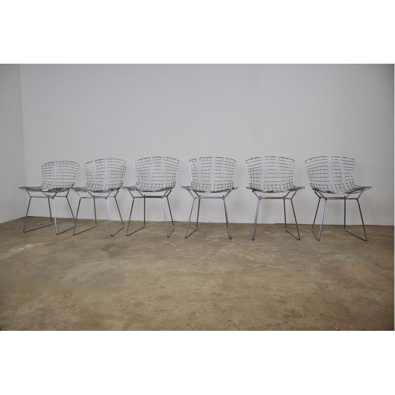 Suite de 6 chaises vintage chromées de Harry Bertoia pour Knoll international