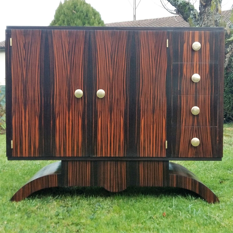 Vintage highboard art-deco in macassar veneer